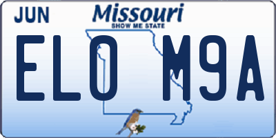 MO license plate EL0M9A
