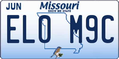 MO license plate EL0M9C