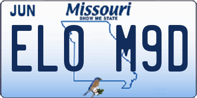 MO license plate EL0M9D