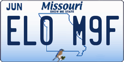 MO license plate EL0M9F