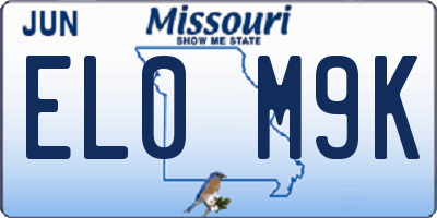 MO license plate EL0M9K
