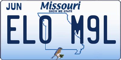 MO license plate EL0M9L