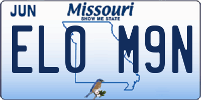MO license plate EL0M9N