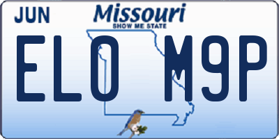 MO license plate EL0M9P