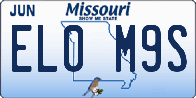 MO license plate EL0M9S