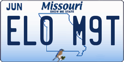 MO license plate EL0M9T