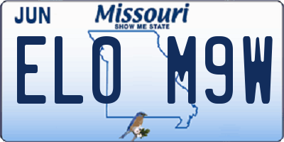 MO license plate EL0M9W