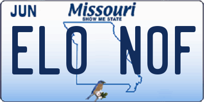 MO license plate EL0N0F