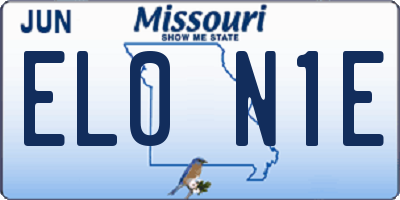 MO license plate EL0N1E