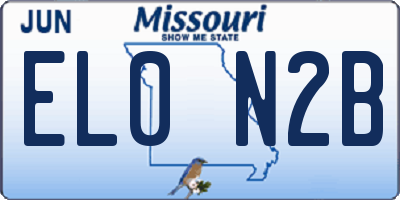 MO license plate EL0N2B