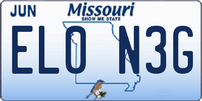 MO license plate EL0N3G