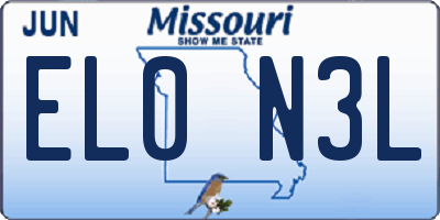 MO license plate EL0N3L
