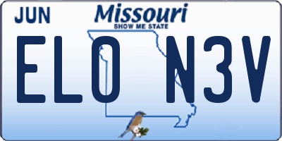 MO license plate EL0N3V