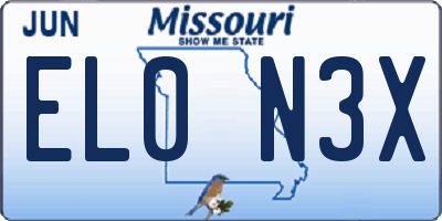 MO license plate EL0N3X