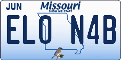 MO license plate EL0N4B