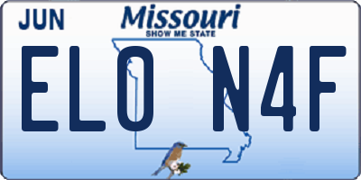 MO license plate EL0N4F