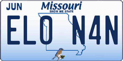 MO license plate EL0N4N