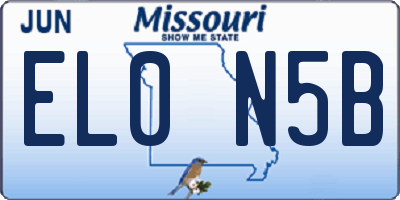MO license plate EL0N5B