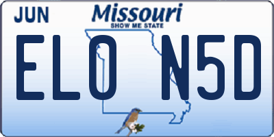 MO license plate EL0N5D