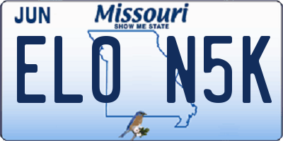 MO license plate EL0N5K