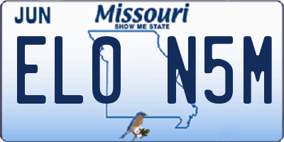 MO license plate EL0N5M