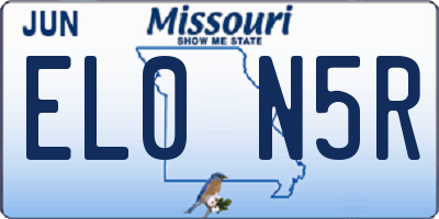 MO license plate EL0N5R