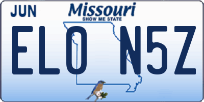 MO license plate EL0N5Z