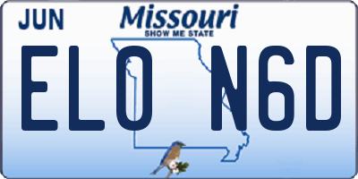 MO license plate EL0N6D