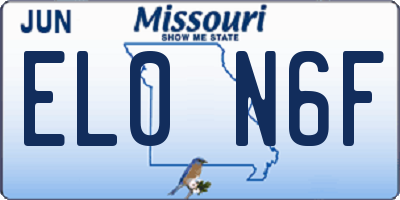 MO license plate EL0N6F