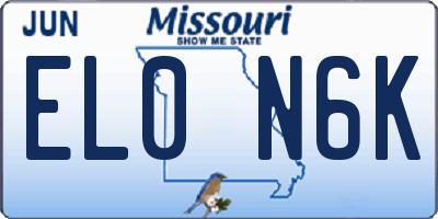 MO license plate EL0N6K