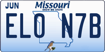 MO license plate EL0N7B