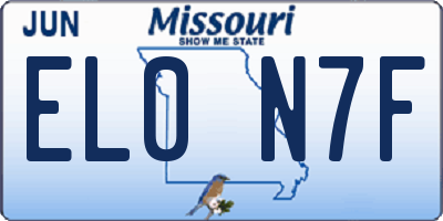 MO license plate EL0N7F
