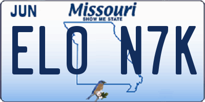 MO license plate EL0N7K