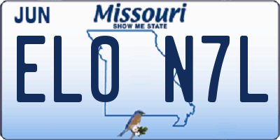 MO license plate EL0N7L