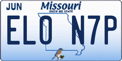 MO license plate EL0N7P