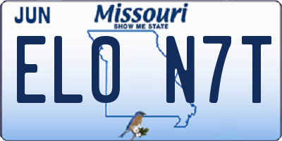 MO license plate EL0N7T