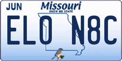MO license plate EL0N8C