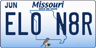 MO license plate EL0N8R