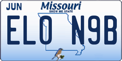 MO license plate EL0N9B