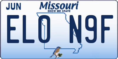 MO license plate EL0N9F