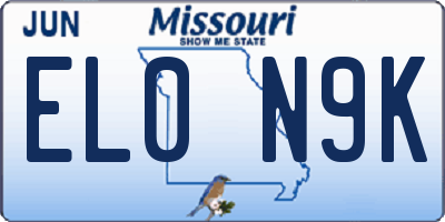 MO license plate EL0N9K