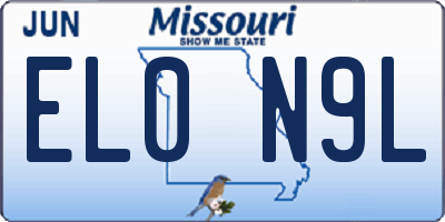 MO license plate EL0N9L