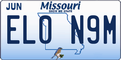 MO license plate EL0N9M
