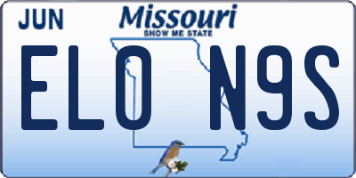 MO license plate EL0N9S