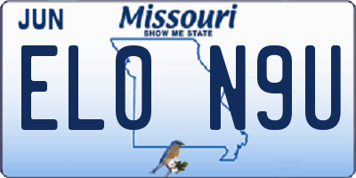 MO license plate EL0N9U