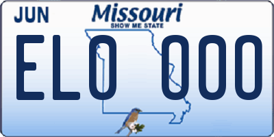 MO license plate EL0O0O