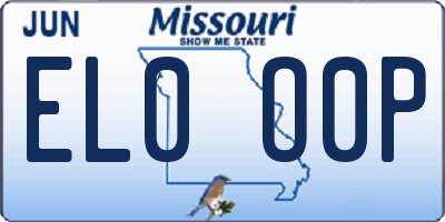 MO license plate EL0O0P