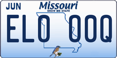 MO license plate EL0O0Q