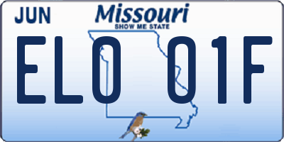 MO license plate EL0O1F