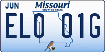 MO license plate EL0O1G